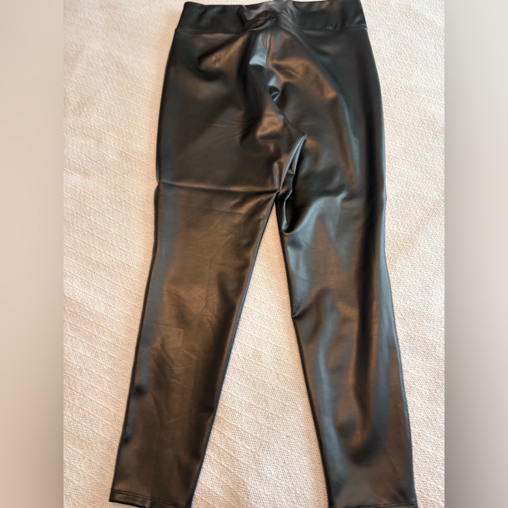 GAP Black Faux Leather Leggings, Size Large, high waist pull on NWT